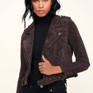 NWT BLANK NYC Suede Leather Belted Biker
Moto Jacket Size S Dark Brown